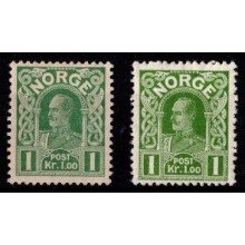 1910 - Norge - AFA 86 og 86a - Frimærke - Haakon, portræt på glat baggrund - komplet sæt - Ustemplet.